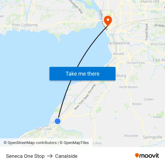 Seneca One Stop to Canalside map