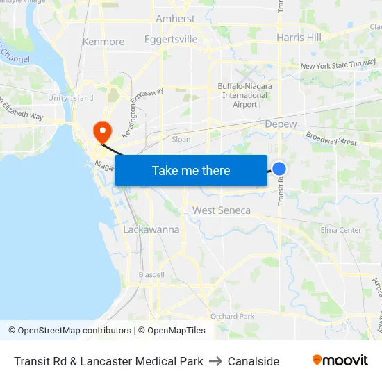 Transit Rd & Lancaster Medical Park to Canalside map