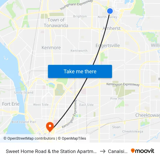 Sweet Home Road & the Station Apartments to Canalside map