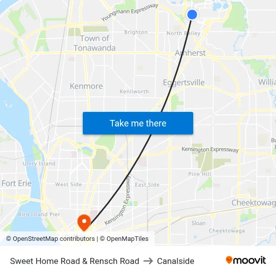 Sweet Home Road & Rensch Road to Canalside map
