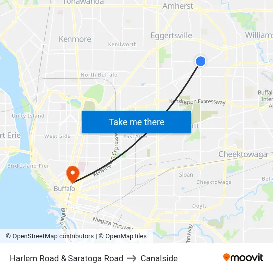 Harlem Road & Saratoga Road to Canalside map