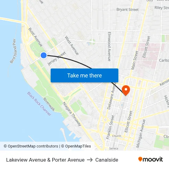 Lakeview Avenue & Porter Avenue to Canalside map
