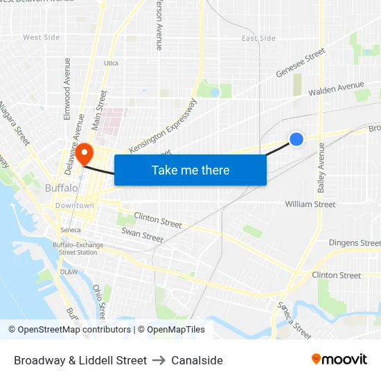Broadway & Liddell Street to Canalside map