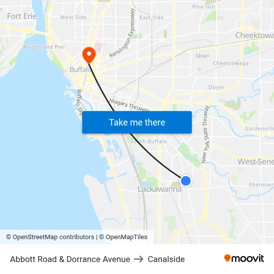 Abbott Road & Dorrance Avenue to Canalside map