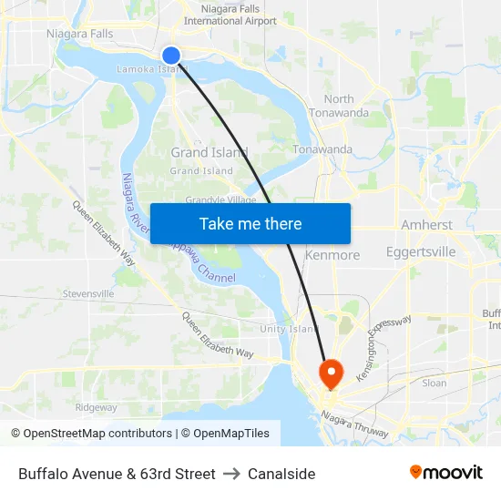 Buffalo Avenue & 63rd Street to Canalside map