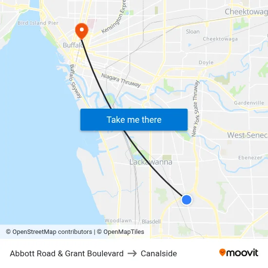 Abbott Road & Grant Boulevard to Canalside map