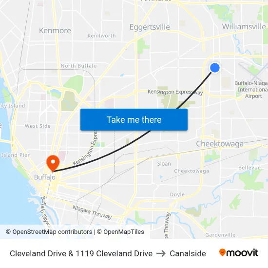 Cleveland Drive & 1119 Cleveland Drive to Canalside map