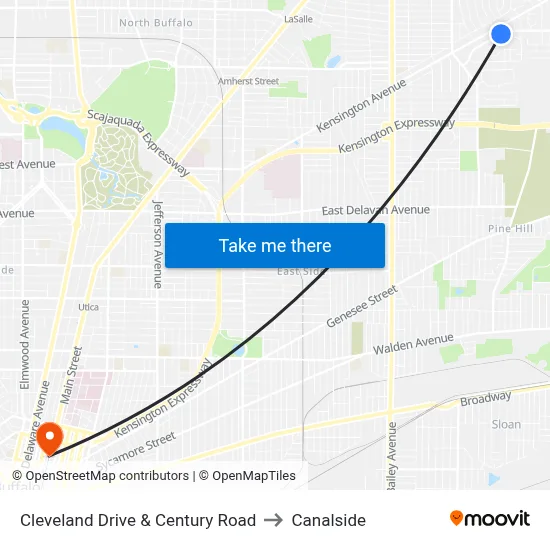 Cleveland Drive & Century Road to Canalside map