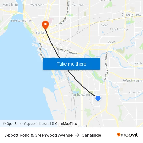 Abbott Road & Greenwood Avenue to Canalside map