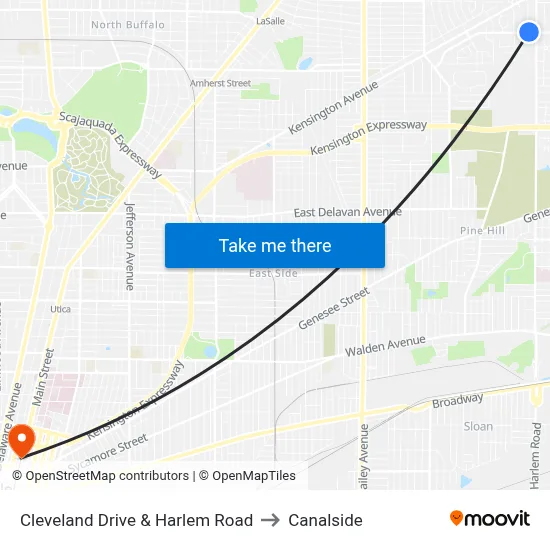 Cleveland Drive & Harlem Road to Canalside map