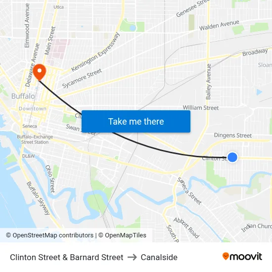 Clinton Street & Barnard Street to Canalside map