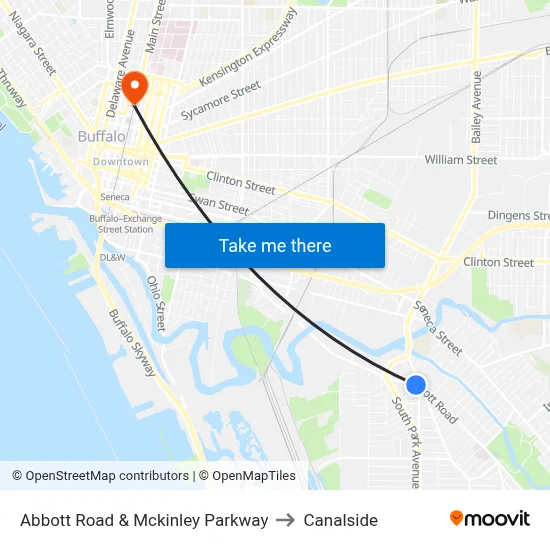 Abbott Road & Mckinley Parkway to Canalside map