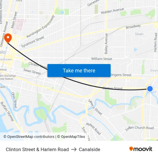 Clinton Street & Harlem Road to Canalside map
