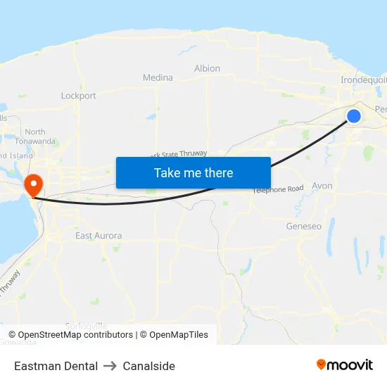 Eastman Dental to Canalside map