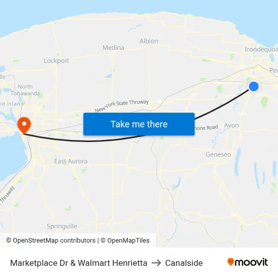Marketplace Dr & Walmart Henrietta to Canalside map
