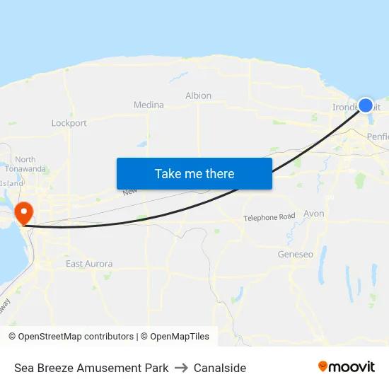 Sea Breeze Amusement Park to Canalside map