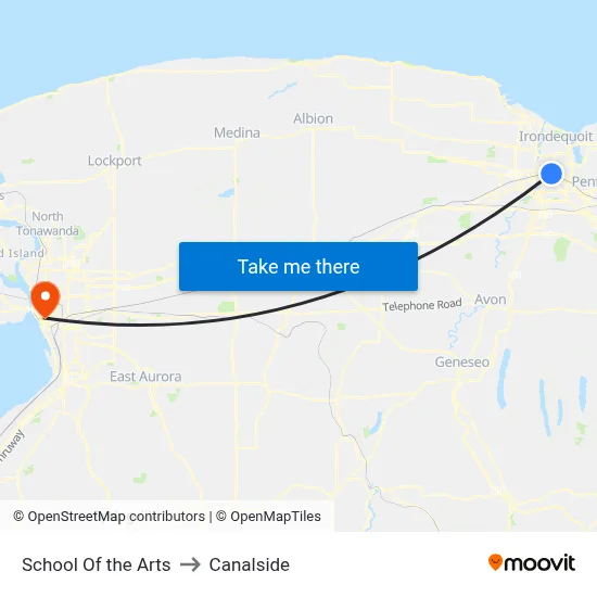 School Of the Arts to Canalside map