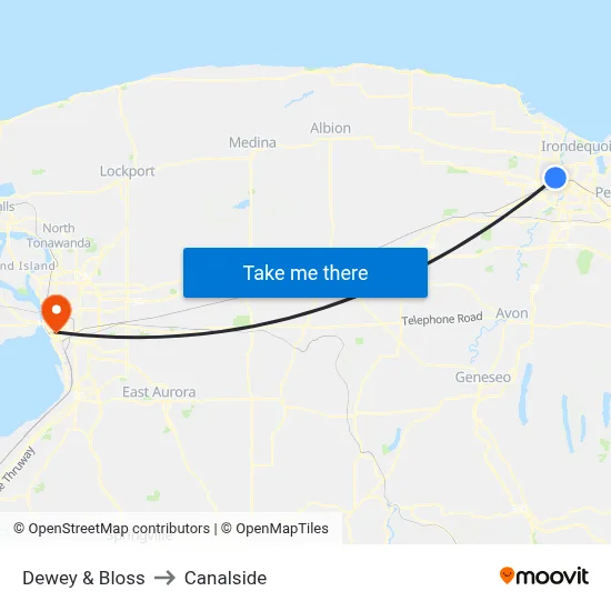 Dewey & Bloss to Canalside map