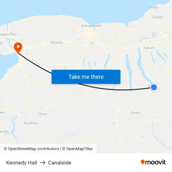 Kennedy Hall to Canalside map