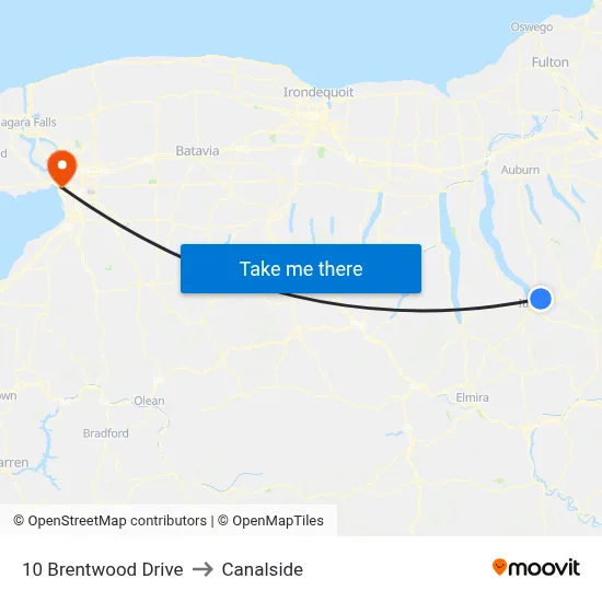 10 Brentwood Drive to Canalside map