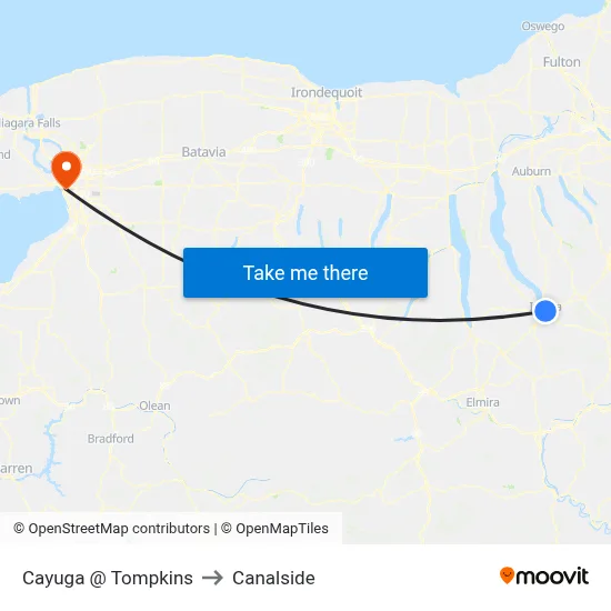Cayuga @ Tompkins to Canalside map