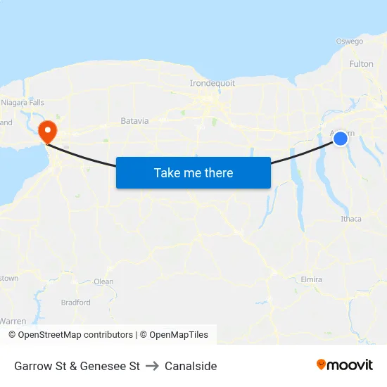 Garrow St & Genesee St to Canalside map