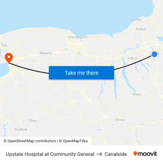 Upstate Hospital at Community General to Canalside map