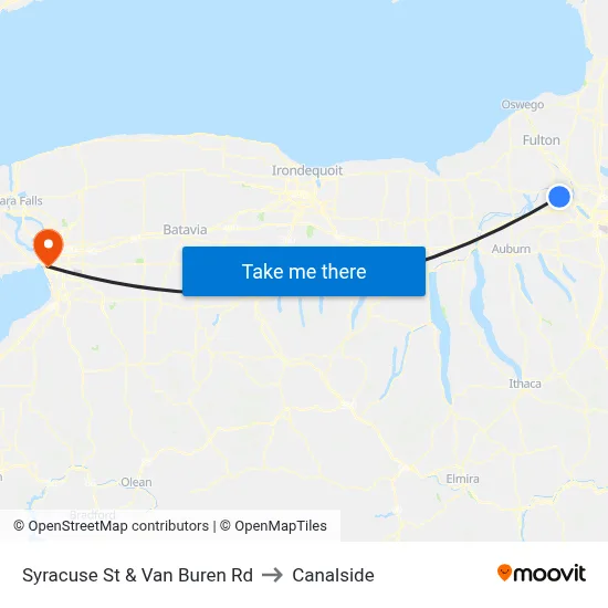 Syracuse St & Van Buren Rd to Canalside map