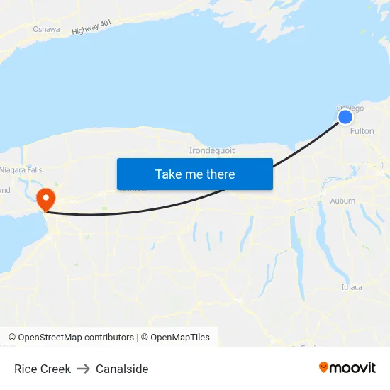 Rice Creek to Canalside map