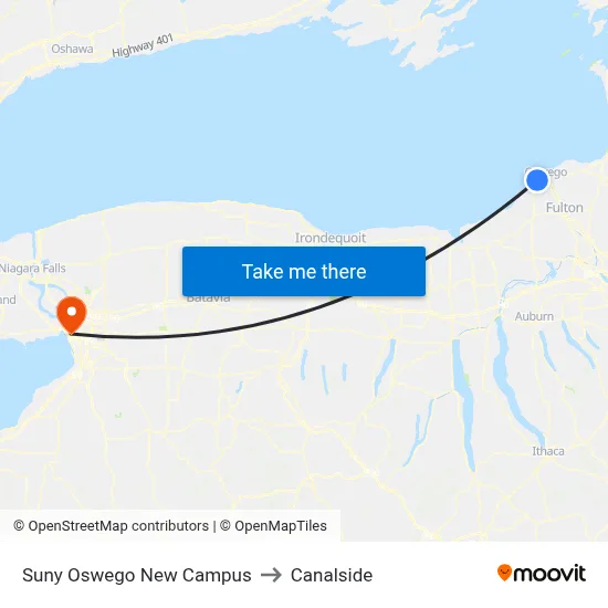 Suny Oswego New Campus to Canalside map