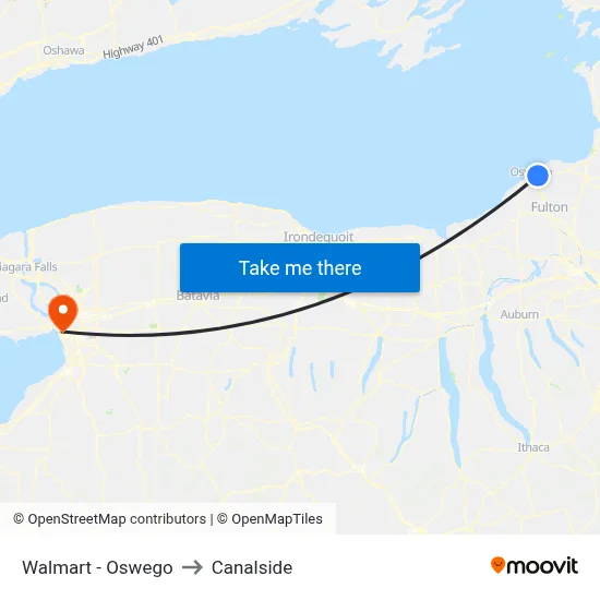 Walmart - Oswego to Canalside map