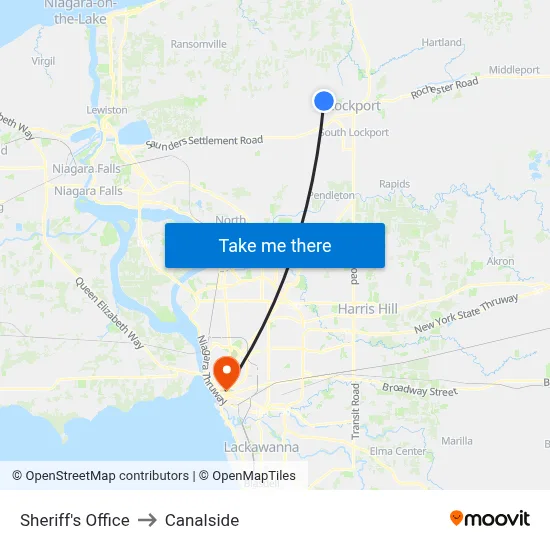 Sheriff's Office to Canalside map