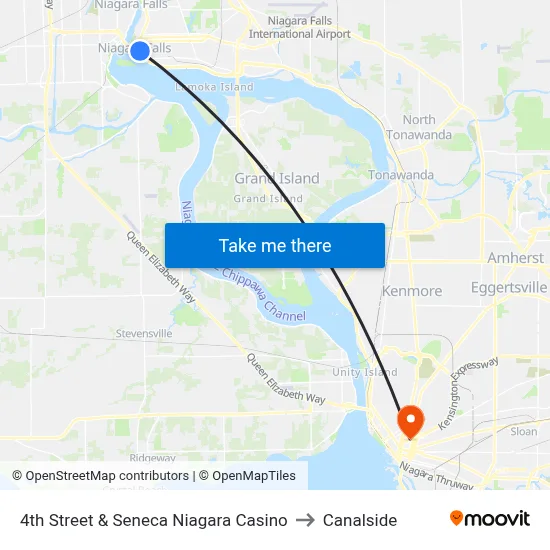 4th Street & Seneca Niagara Casino to Canalside map