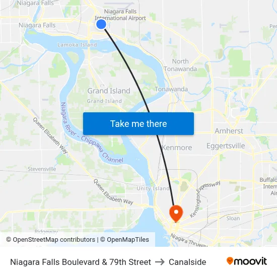 Niagara Falls Boulevard & 79th Street to Canalside map