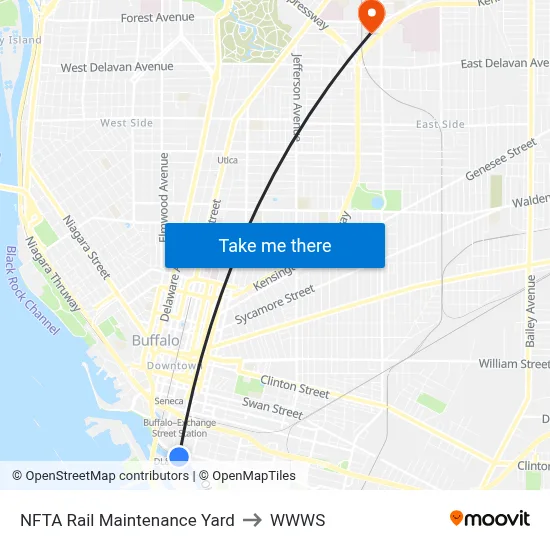 NFTA Rail Maintenance Yard to WWWS map