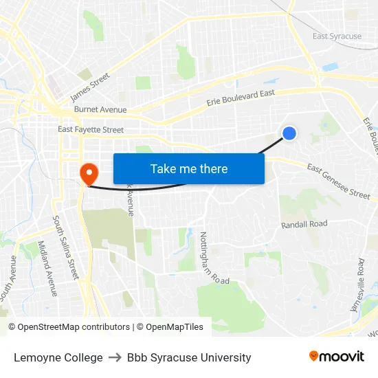 Lemoyne College to Bbb Syracuse University map