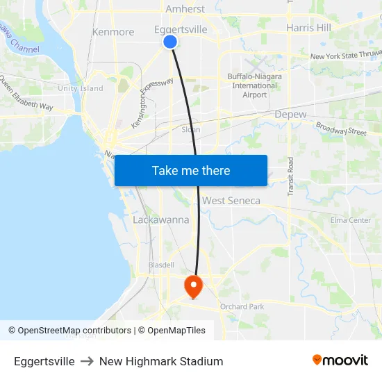 Eggertsville to New Highmark Stadium map