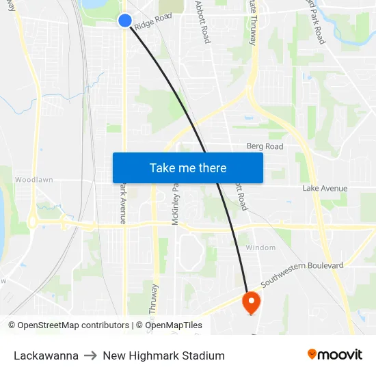 Lackawanna to New Highmark Stadium map
