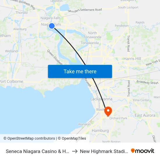 Seneca Niagara Casino & Hotel to New Highmark Stadium map