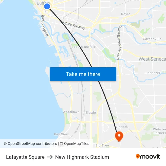 Lafayette Square to New Highmark Stadium map