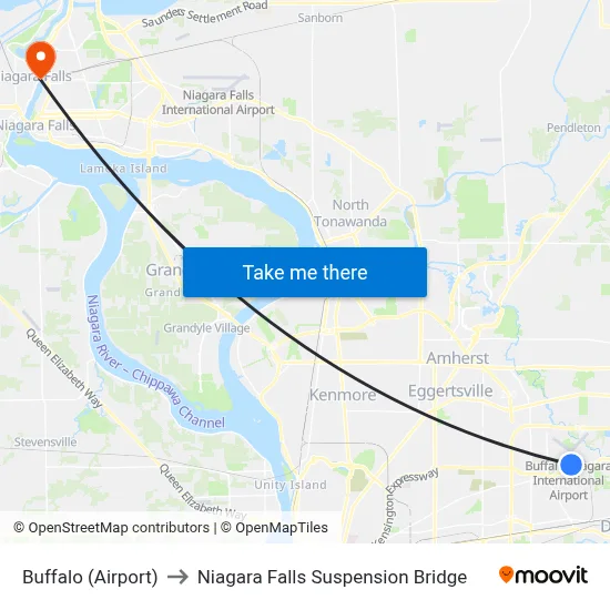Buffalo (Airport) to Niagara Falls Suspension Bridge map