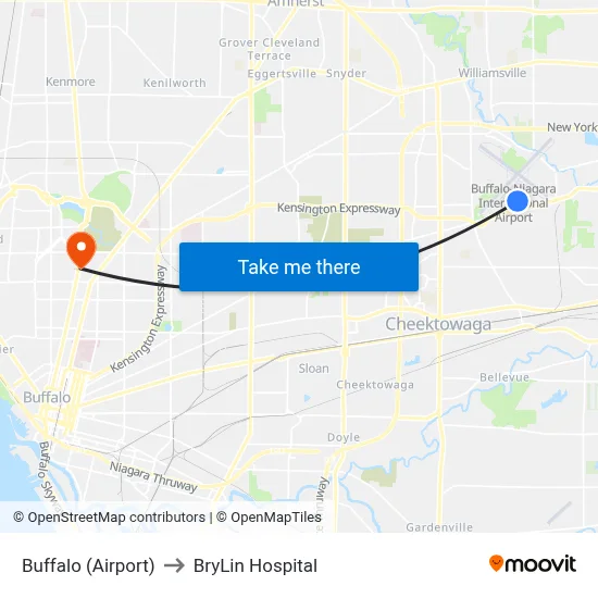 Buffalo (Airport) to BryLin Hospital map