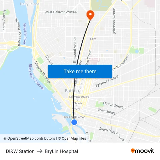 Dl&W Station to BryLin Hospital map