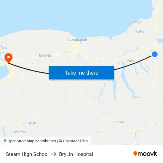 Steam High School to BryLin Hospital map