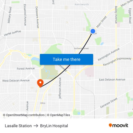 Lasalle Station to BryLin Hospital map
