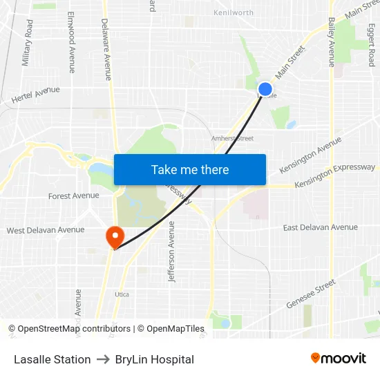Lasalle Station to BryLin Hospital map