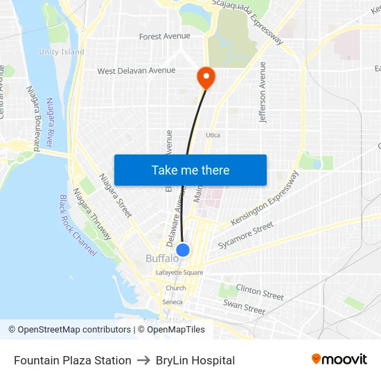 Fountain Plaza Station to BryLin Hospital map