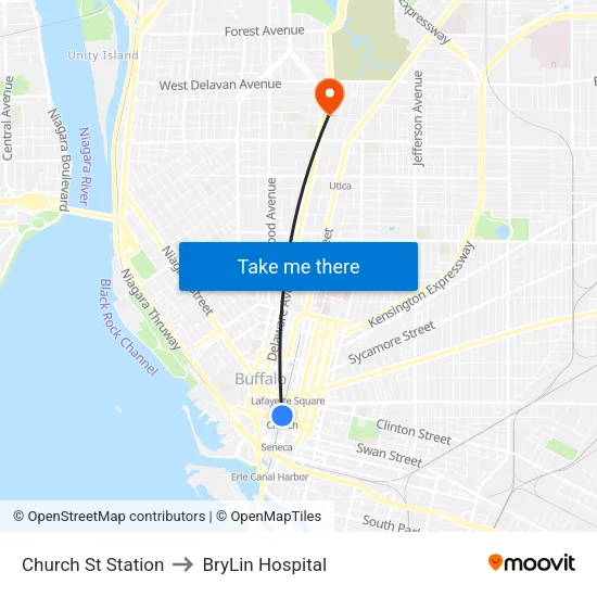 Church St Station to BryLin Hospital map
