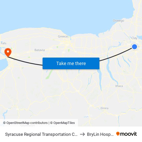 Syracuse Regional Transportation Center to BryLin Hospital map