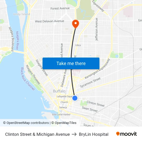 Clinton Street & Michigan Avenue to BryLin Hospital map